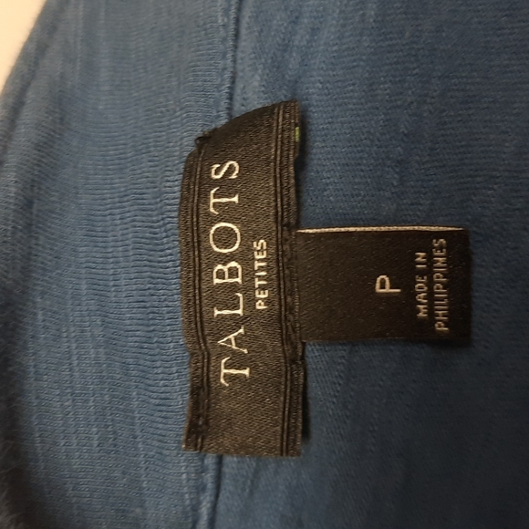 Talbots Marine Blue Jersey Top with Bead & Ribbon Detail, Size Petite P - Picture 5 of 5